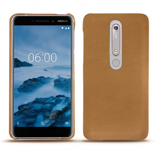 Lederschutzhülle Nokia 6 (2018)Castan esparciate ( Pantone #824F2A )