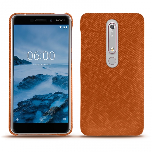 Capa em pele Nokia 6 (2018)Orange vibrant ( Pantone #e36b39 ) 