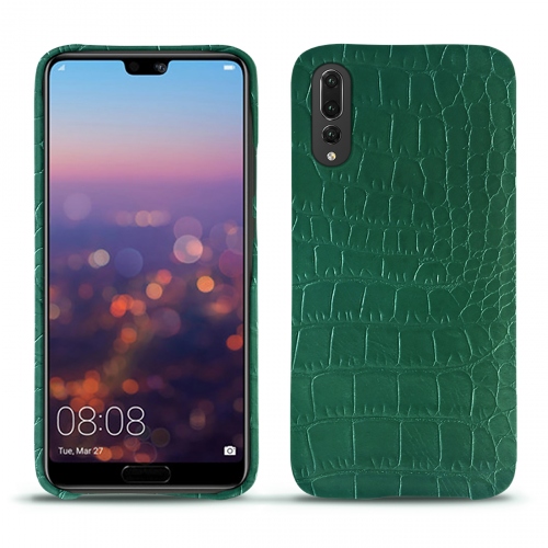 가죽 커버 Huawei P20 ProCrocodile pino ( Pantone #173F35 ) 