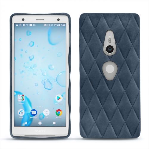 Sony Xperia XZ2 leather caseJean vintage - Couture ( Pantone #2f414f  ) 