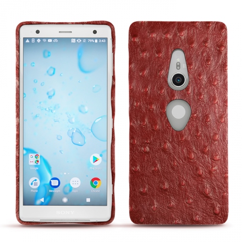 Funda de piel Sony Xperia XZ2Autruche ciliegia ( Pantone #a4343a ) 