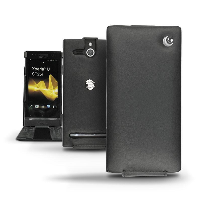 Lederschutzhülle Sony Xperia U  - Noir ( Nappa - Black ) 
