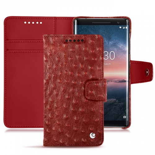 Funda de piel Nokia 8 SiroccoAutruche ciliegia ( Pantone #a4343a ) 