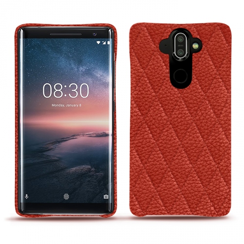 Protections (étui, coque, housse) en cuir fabriquées main pour Nokia 8 SiroccoPapaye - Couture ( Pantone #b54317 ) 