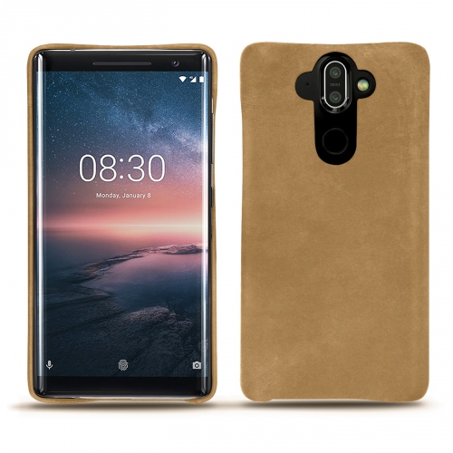 Protections (étui, coque, housse) en cuir fabriquées main pour Nokia 8 SiroccoSable vintage ( Pantone #9b7340 ) 