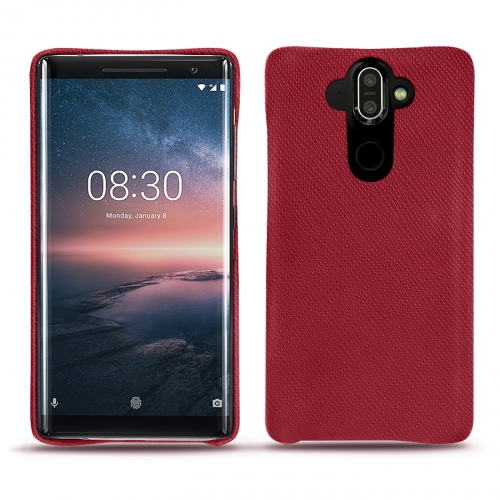 Protections (étui, coque, housse) en cuir fabriquées main pour Nokia 8 SiroccoRouge passion ( Pantone #a6192e ) 