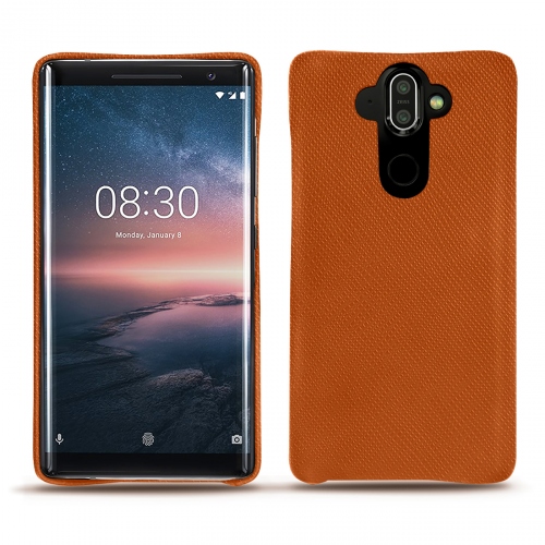 Capa em pele Nokia 8 SiroccoOrange vibrant ( Pantone #e36b39 ) 