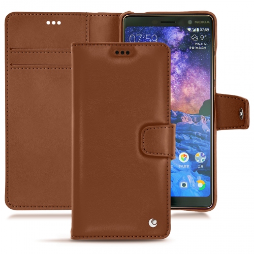 Protections de luxe - housses, coques, étuis - pour Nokia 7 Plus par NoreveMarron ( Nappa - Pantone #8B4720 ) 