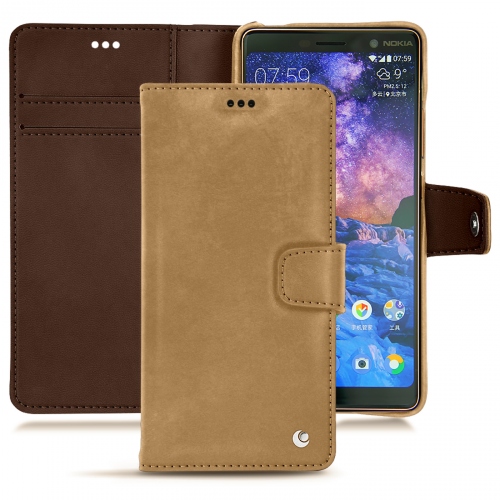 Nokia 7 Plus leather case and coverSable vintage ( Pantone #9b7340 ) 