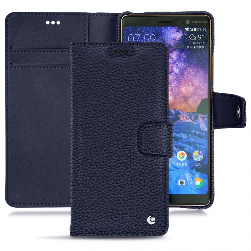 Capa em pele Nokia 7 PlusCobalt ( Pantone #2b253f ) 