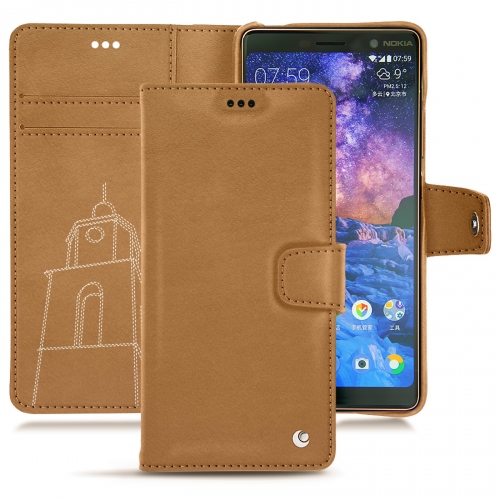 Nokia 7 Plus leather case and coverCastan esparciate ( Pantone #824F2A )
