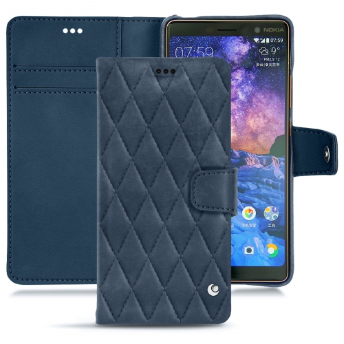 レザーケース Nokia 7 PlusJean vintage - Couture ( Pantone #2f414f  ) 