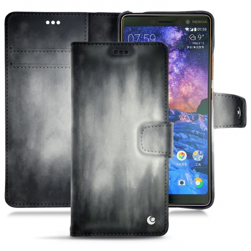가죽 커버 Nokia 7 PlusGris Patine