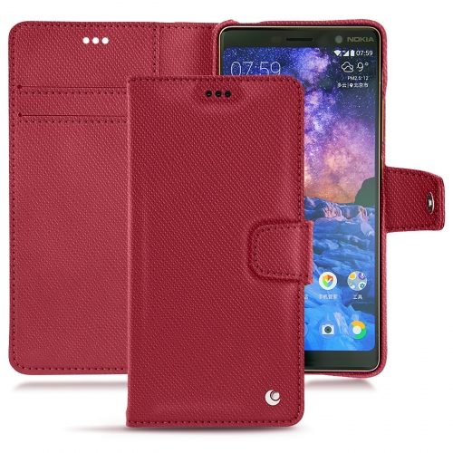 硬质真皮保护套 Nokia 7 PlusRouge passion ( Pantone #a6192e ) 