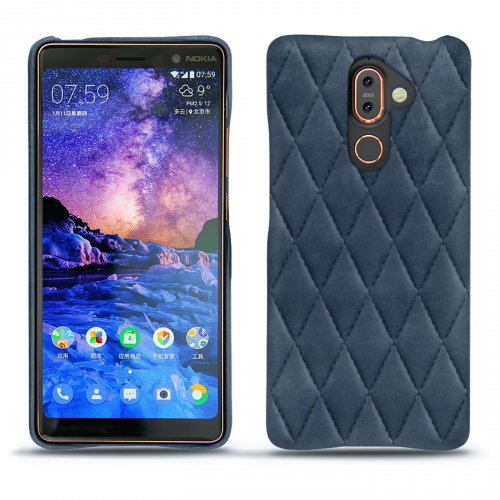 Nokia 7 Plus leather coverJean vintage - Couture ( Pantone #2f414f  ) 