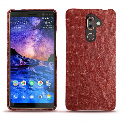 Custodia in pelle Nokia 7 PlusAutruche ciliegia ( Pantone #a4343a ) 