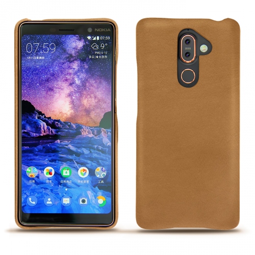 Nokia 7 Plus leather coverCastan esparciate ( Pantone #824F2A )