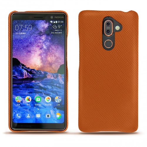 硬质真皮保护套 Nokia 7 PlusOrange vibrant ( Pantone #e36b39 ) 