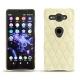 Coque cuir Sony Xperia XZ2 Compact - Ivoire - Couture ( Sleek P C12 - White ) 