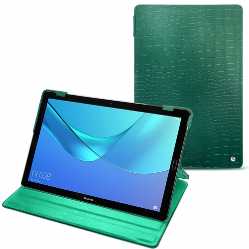 Huawei MediaPad M5 10 Pro leather cases and coversCrocodile pino ( Pantone #173F35 ) 