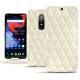 Housse cuir OnePlus 6 - Blanc - Couture ( Bologna - White ) 