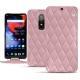 Housse cuir OnePlus 6 - Rose - Couture ( Nappa - Pantone 2365C ) 