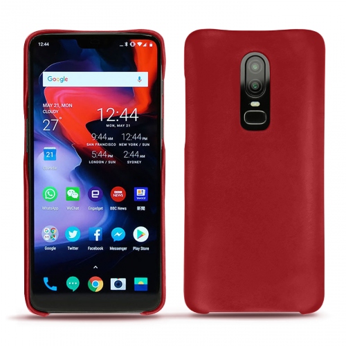Custodia in pelle OnePlus 6Rouge ( Nappa - Pantone #d50032 ) 