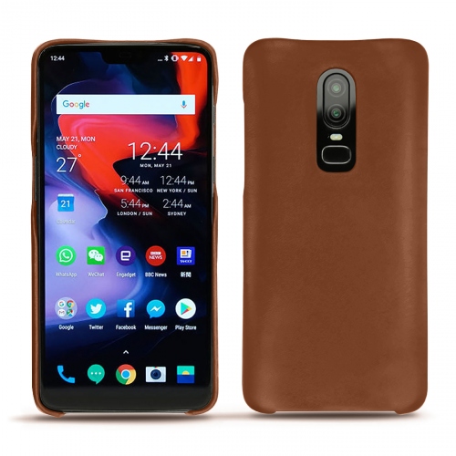가죽 커버 OnePlus 6Marron ( Nappa - Pantone #8B4720 ) 