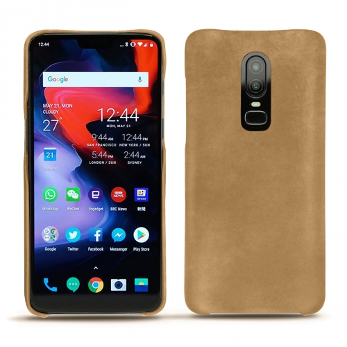 Lederschutzhülle OnePlus 6Sable vintage ( Pantone #9b7340 ) 