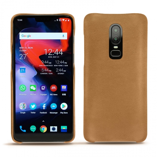 Lederschutzhülle OnePlus 6Castan esparciate ( Pantone #824F2A )