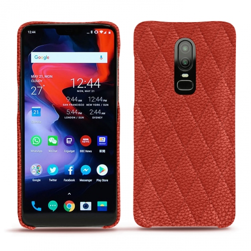 Capa em pele OnePlus 6Papaye - Couture ( Pantone #b54317 ) 