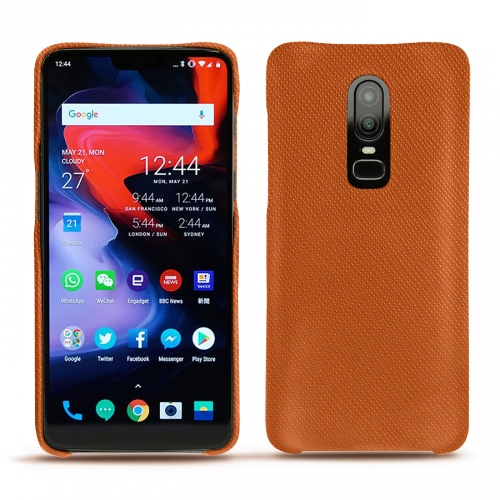 Funda de piel OnePlus 6Orange vibrant ( Pantone #e36b39 ) 