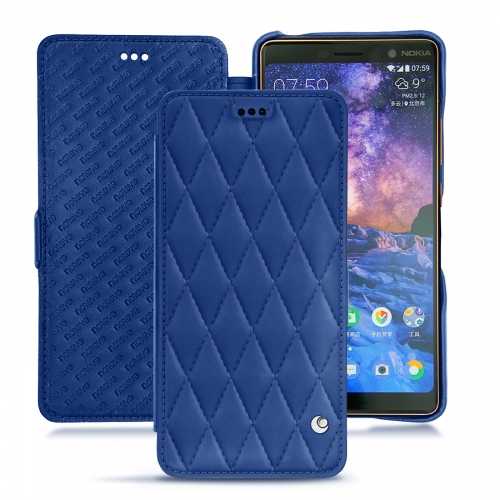 Nokia 7 Plus leather caseBleu océan - Couture ( Nappa - Pantone #15458a) 