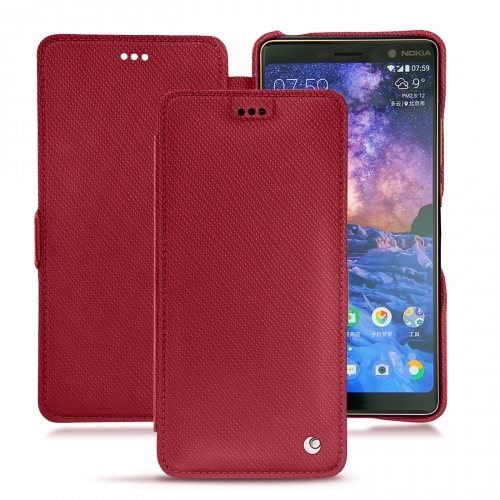 レザーケース Nokia 7 PlusRouge passion ( Pantone #a6192e ) 