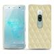Coque cuir Sony Xperia XZ2 Premium - Beige - Couture ( Nappa - Pantone 7502C ) 