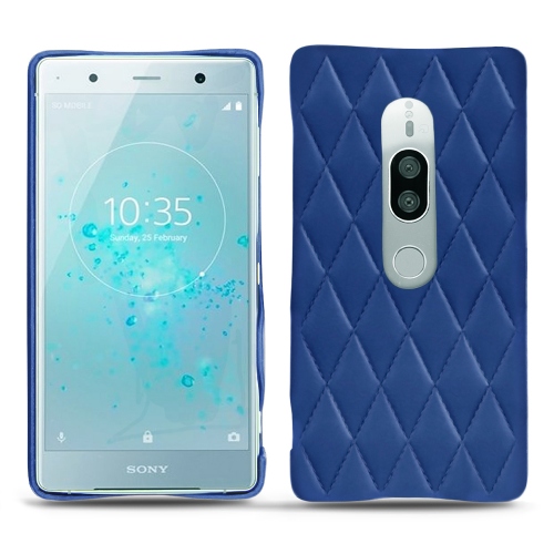 Sony Xperia XZ2 Premium leather caseBleu océan - Couture ( Nappa - Pantone #15458a) 