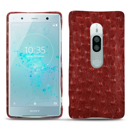 Custodia in pelle Sony Xperia XZ2 PremiumAutruche ciliegia ( Pantone #a4343a ) 