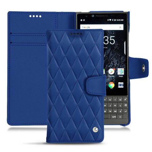 가죽 커버 Blackberry Key2Bleu océan - Couture ( Nappa - Pantone #15458a) 