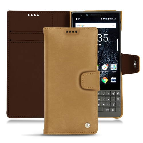Custodia in pelle Blackberry Key2Sable vintage ( Pantone #9b7340 ) 