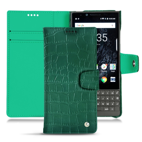 Blackberry Key2 leather caseCrocodile pino ( Pantone #173F35 ) 