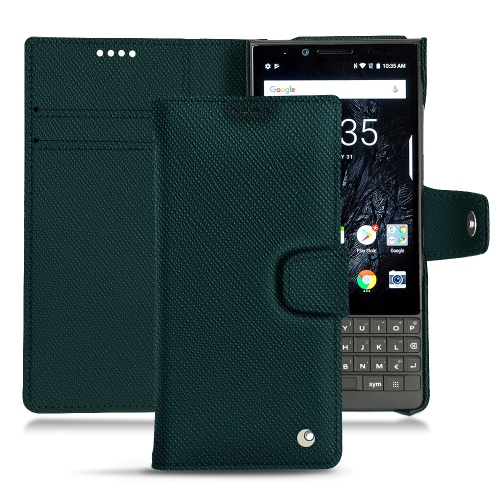 Lederschutzhülle Blackberry Key2Vert séduisant ( Pantone #1d3c34 ) 