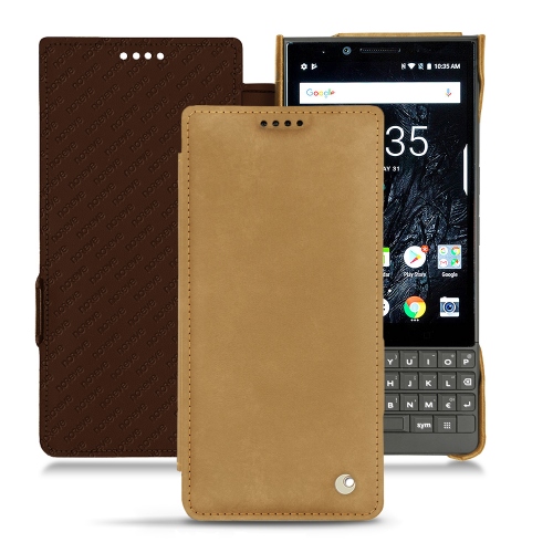 Funda de piel BlackBerry Key2Sable vintage ( Pantone #9b7340 ) 