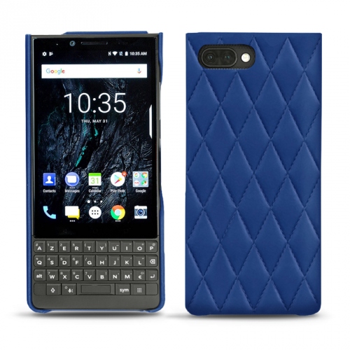 Custodia in pelle Blackberry Key2Bleu océan - Couture ( Nappa - Pantone #15458a) 