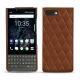 Blackberry Key2 leather cover - Marron - Couture ( Nappa - Pantone 1615C ) 