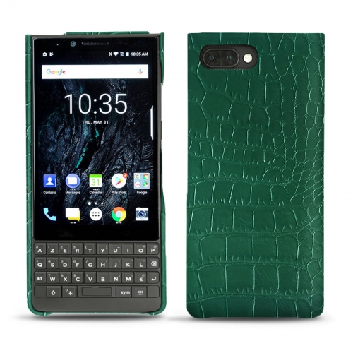 Lederschutzhülle Blackberry Key2Crocodile pino ( Pantone #173F35 ) 