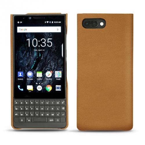 Capa em pele Blackberry Key2Castan esparciate ( Pantone #824F2A )