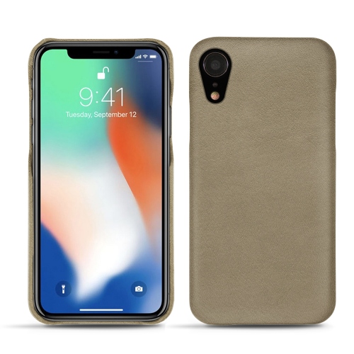 レザーケース Apple iPhone XrDarboun sabla ( Pantone #BCB1A1 )