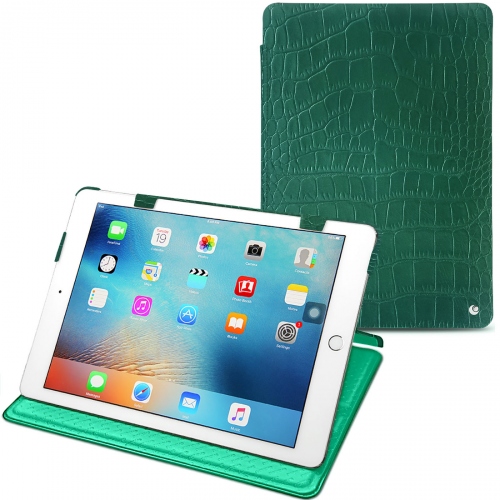 Lederschutzhülle Apple iPad 9.7' (2017)Crocodile pino ( Pantone #173F35 ) 