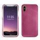 Coque cuir Apple iPhone X - Serpent ciclamino