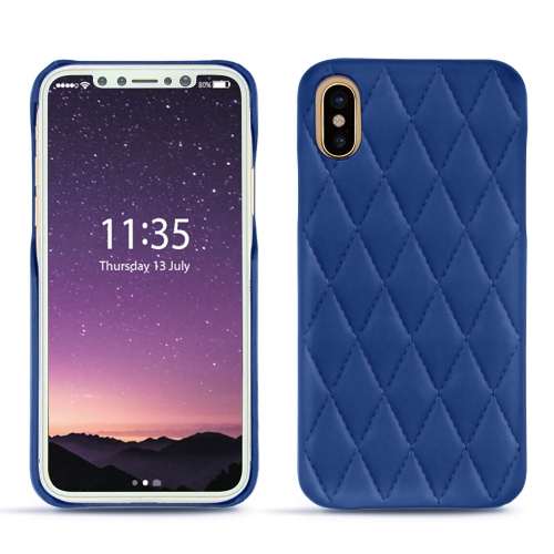 Coque iphone xsBleu océan - Couture ( Nappa - Pantone #15458a) 